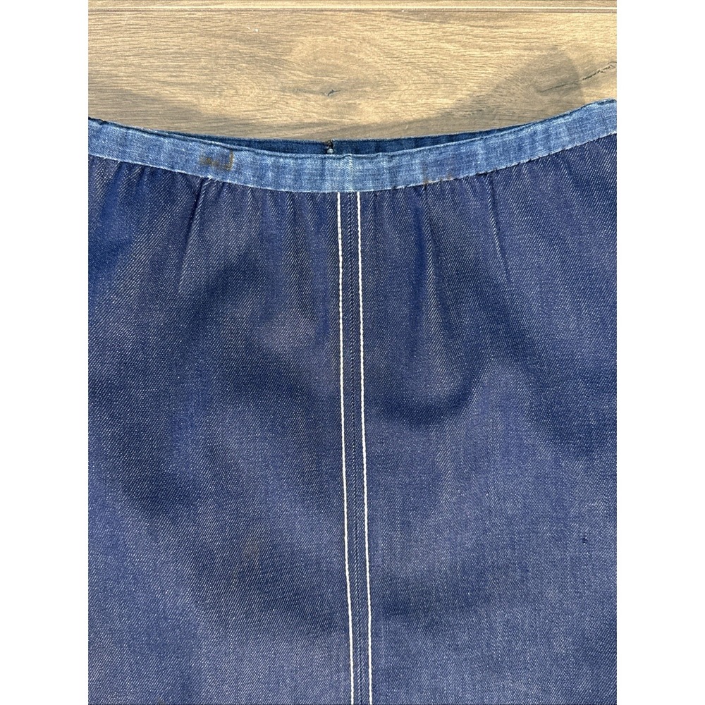 Vintage 70s Handmade Midi Denim Skirt Embroidered Flowers Hippie 27" Waist XS/S - Picture 16 of 16